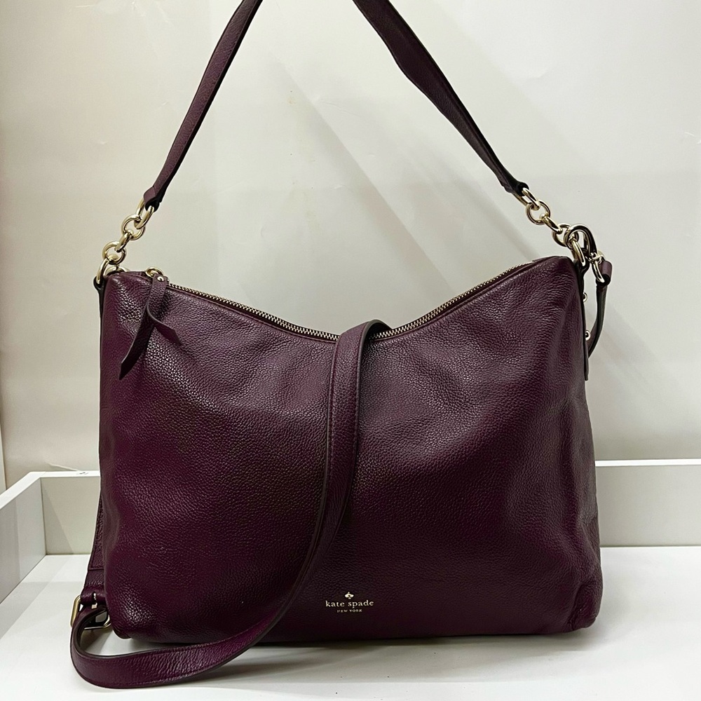 KATE SPADE Purple Alena Larchmont Avenue Hobo Crossbody Satchel Chelsea Plum
